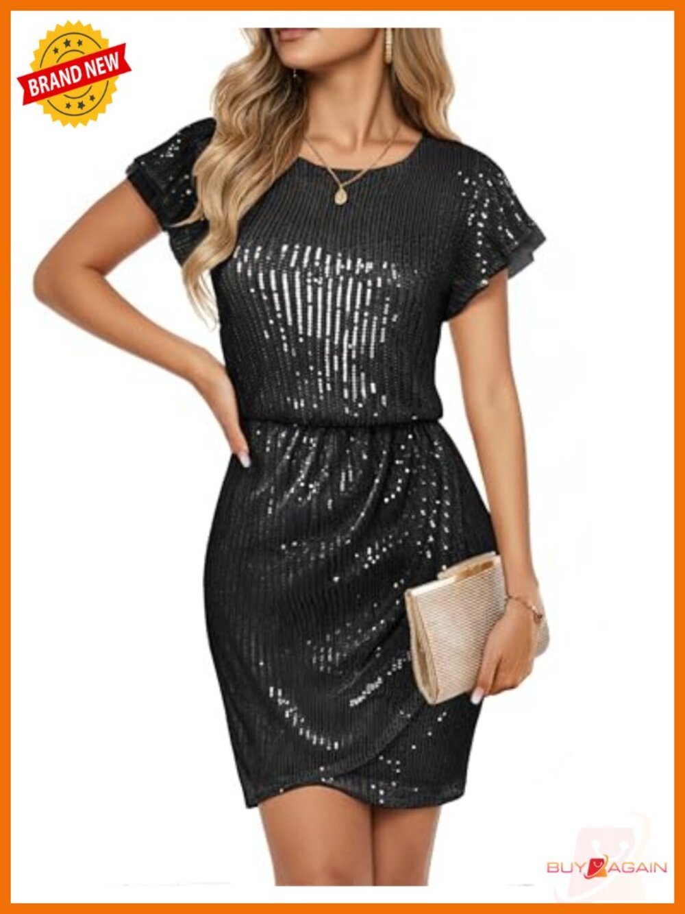 Sparkly Sequin Midi Dress Cap Sleeve Cocktail Party